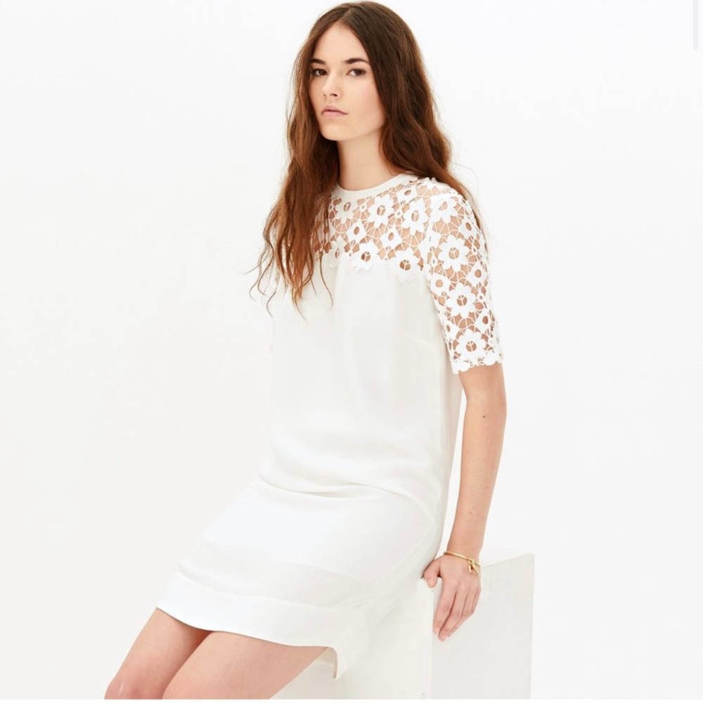 Sandro Paris Ecru Peace & Love Applique Dress